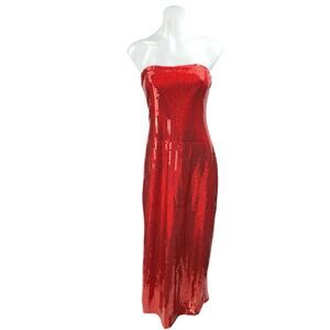Party King Toon Starlet Jessica Rabbit Red Sequin Halloween Costume Maxi Dress S